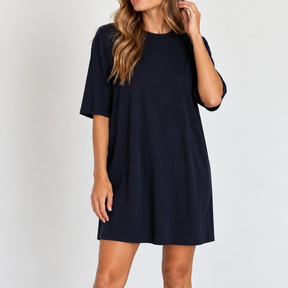Eileen Fisher Silk Short Sleeve Dress Quiet Luxury Old Money Preppy Professional